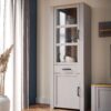 BOHOL 2 Doors 1 Drawer Narrow Display Cabinet in Riviera Oak & Grey Oak - Image 8