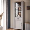 BOHOL 2 Doors 1 Drawer Narrow Display Cabinet in Riviera Oak & Grey Oak - Image 9