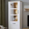 BOHOL 2 Door 1 Drawer Narrow Display Cabinet in Riviera Oak & White - Image 10