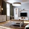 BOHOL 2 Door 1 Drawer Narrow Display Cabinet in Riviera Oak & White - Image 8