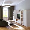 BOHOL 2 Door 1 Drawer Narrow Display Cabinet in Riviera Oak & White - Image 7