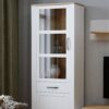 BOHOL 2 Door 1 Drawer Narrow Display Cabinet in Riviera Oak & White - Image 9