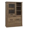 CORONA 1 Door 1 Drawer 3 Shelves Display Cabinet in Tabak Oak