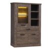 CORONA 1 Door 1 Drawer 3 Shelves Display Cabinet in Tabak Oak - Image 4