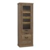 CORONA 2 Doors 1 Drawer 3 Shelves Narrow Display Cabinet in Tabak Oak - Image 2