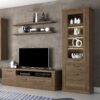 CORONA 2 Doors 1 Drawer 3 Shelves Narrow Display Cabinet in Tabak Oak - Image 6
