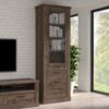 CORONA 2 Doors 1 Drawer 3 Shelves Narrow Display Cabinet in Tabak Oak - Image 7