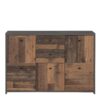 BEST CHEST Storage Cabinet with 2 Drawers & 5 Doors in Concrete Optic Dark Grey & Old-Wood Vintage - Image 2