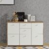BEST CHEST Storage Cabinet with 2 Drawers & 5 Doors in Artisan Oak & White - Image 5
