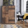 BEST CHEST Storage Cabinet with 6 Doors in Concrete Optic Dark Grey & Old-Wood Vintage - Image 3