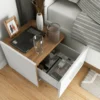 DENTRO Right Bedside Cabinet in White Matt & Oak Sterling - Image 4