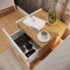 DENTRO Left Bedside Cabinet in White Matt & Oaak Sterling - Image 2