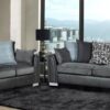EMILY Sofa Set 3+2 in Grey Fabric & Black PU - Image 2