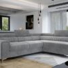 LAURENCE Plush Velvet Corner Sofa Bed Right Hand in Grey