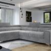 LAURENCE Plush Velvet Corner Sofa Bed Left Hand in Grey