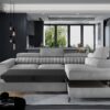 LAURENCE Plush Velvet Corner Sofa Bed Right Hand in Grey - Image 3
