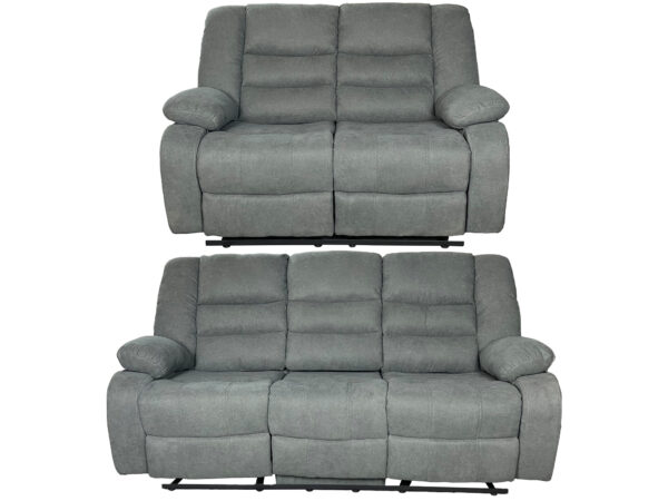 ROMA Manual Recliner Sofa Set 3+2 in Grey Fabric