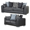 EMILY Sofa Set 3+2 in Grey Fabric & Black PU