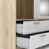 LINE Wardrobe with 3 Sliding Doors & 6 Drawers in Oak & White High Gloss - Image 11