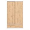LINE Wardrobe with 2 Sliding Doors 7 2 Drawers in White & Jackson Hickory Oak - Image 13