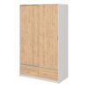 LINE Wardrobe with 2 Sliding Doors 7 2 Drawers in White & Jackson Hickory Oak - Image 12