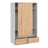 LINE Wardrobe with 2 Sliding Doors 7 2 Drawers in White & Jackson Hickory Oak - Image 10
