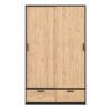 LINE Wardrobe with 2 Sliding Doors & 2 Drawers in Black & Jackson Hickory Oak - Image 2