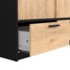 LINE Wardrobe with 2 Sliding Doors & 2 Drawers in Black & Jackson Hickory Oak - Image 9