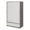 LINE Wardrobe with 2 Sliding Doors & 2 Drawers in White & Concrete - Image 3