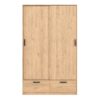 LINE Wardrobe with 2 Sliding Doors and 2 Drawers in Jackson Hickory Oak - Image 2