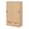 LINE Wardrobe with 2 Sliding Doors and 2 Drawers in Jackson Hickory Oak - Image 3