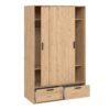 LINE Wardrobe with 2 Sliding Doors and 2 Drawers in Jackson Hickory Oak - Image 5
