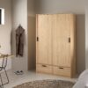 LINE Wardrobe with 2 Sliding Doors and 2 Drawers in Jackson Hickory Oak - Image 6