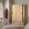 LINE Wardrobe with 2 Sliding Doors and 2 Drawers in Jackson Hickory Oak - Image 7
