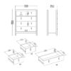 BARCELONA Package inc. 2 Drawers Bedside Table, 3+2 Chest of Drawers, 3 Doors Wardrobe in White - Image 9