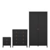 BARCELONA  Package - Bedroom set inc. 2 Drawers Bedside Table, 3+2 Chest of Drawers, 2 Doors Wardrobe in Matt Black