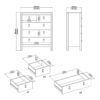 BARCELONA Package inc. 2 Drawers Bedside Table, 3+2 Chest of Drawers, 3 Doors Wardrobe in Matt Black - Image 9