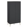 CUMBRIA Wardrobe with 2 Doors + 2 Drawers in Dark Grey