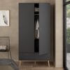 CUMBRIA Wardrobe with 2 Doors + 2 Drawers in Dark Grey - Image 8