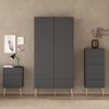 CUMBRIA Wardrobe with 2 Doors + 2 Drawers in Dark Grey - Image 5