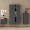 CUMBRIA Wardrobe with 2 Doors + 2 Drawers in Dark Grey - Image 6