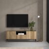 KENDALL TV Unit with 2 Doors 1 Drawer in Oak and Black - Image 5
