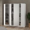 BRANDE Wardrobe with 4 Frame Doors in White - Image 7
