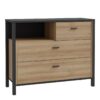 HIGH ROCK Chest of 3 Drawers in Matt Black & Riviera Oak