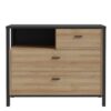 HIGH ROCK Chest of 3 Drawers in Matt Black & Riviera Oak - Image 2