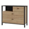 HIGH ROCK Chest of 3 Drawers in Matt Black & Riviera Oak - Image 3
