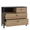 HIGH ROCK Chest of 3 Drawers in Matt Black & Riviera Oak - Image 4