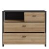 HIGH ROCK Chest of 3 Drawers in Matt Black & Riviera Oak - Image 5