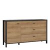 HIGH ROCK 1 Door 3 Drawers Sideboard in Matt Black & Riviera Oak