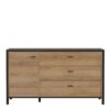 HIGH ROCK 1 Door 3 Drawers Sideboard in Matt Black & Riviera Oak - Image 2